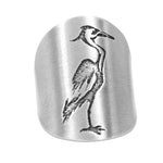 Blue Heron Adjustable Ring, Matte Silver, daphne lorna