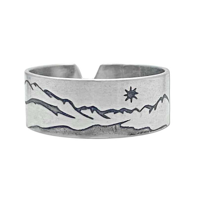 St. Mary Lake Adjustable Ring, Matte Silver, daphne lorna