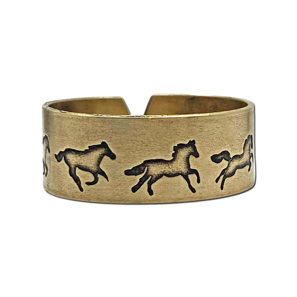 Wild Horses Adjustable Ring, Matte Silver, daphne lorna