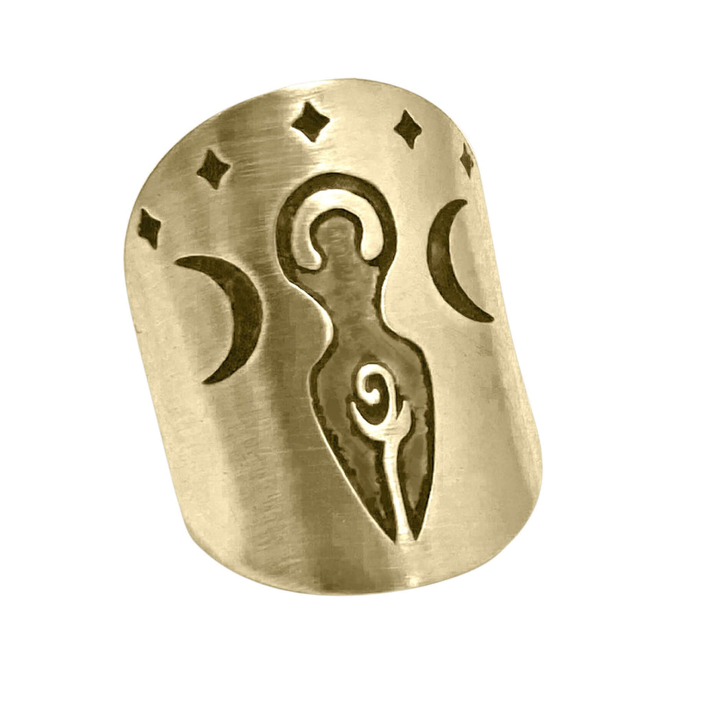 Triple Goddess Adjustable Ring, Matte Silver, daphne lorna