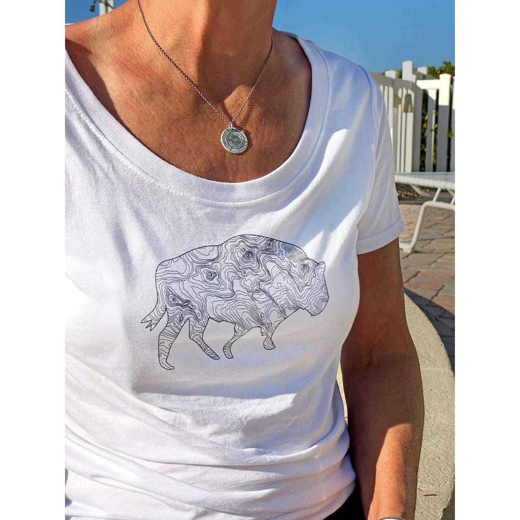 Buff in the Tetons Organic Cotton Scoop Shirt, xs / Grey, daphne lorna