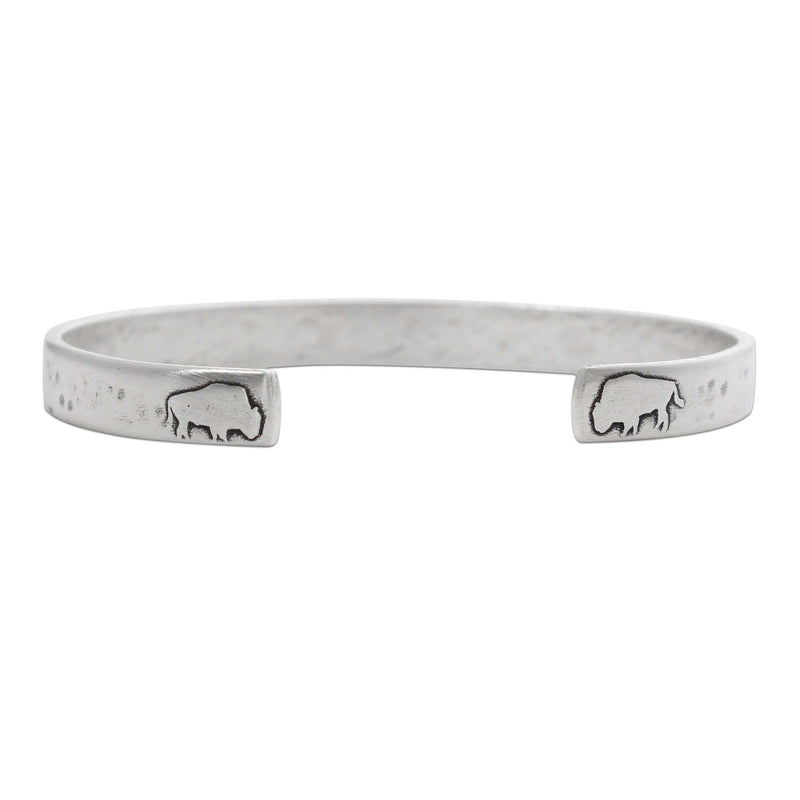 Skinny Buff Cuff Bracelet, Matte Silver / Womens / Single, daphne lorna