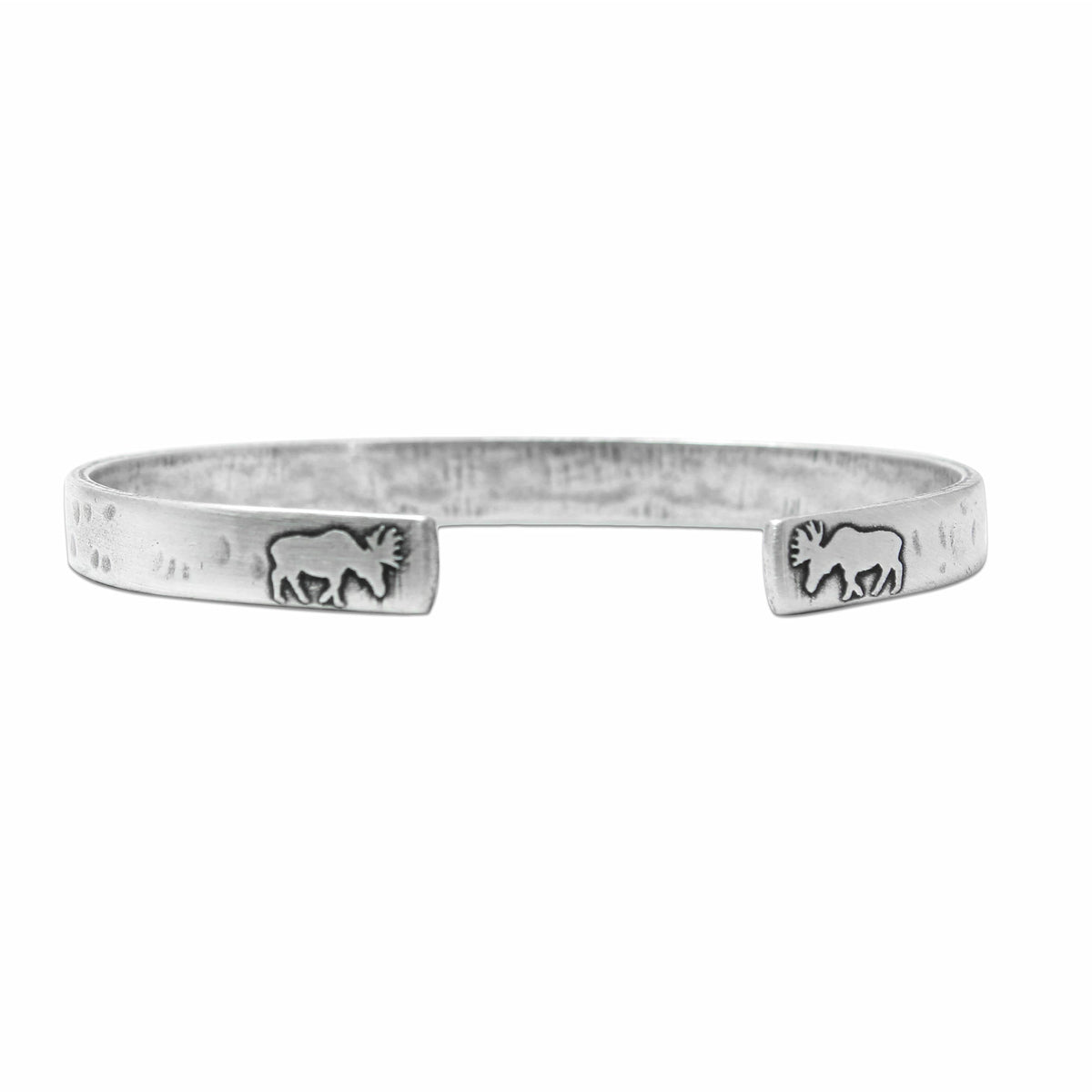 Skinny Moose Cuff Bracelet, Matte Silver / Womens / Single, daphne lorna