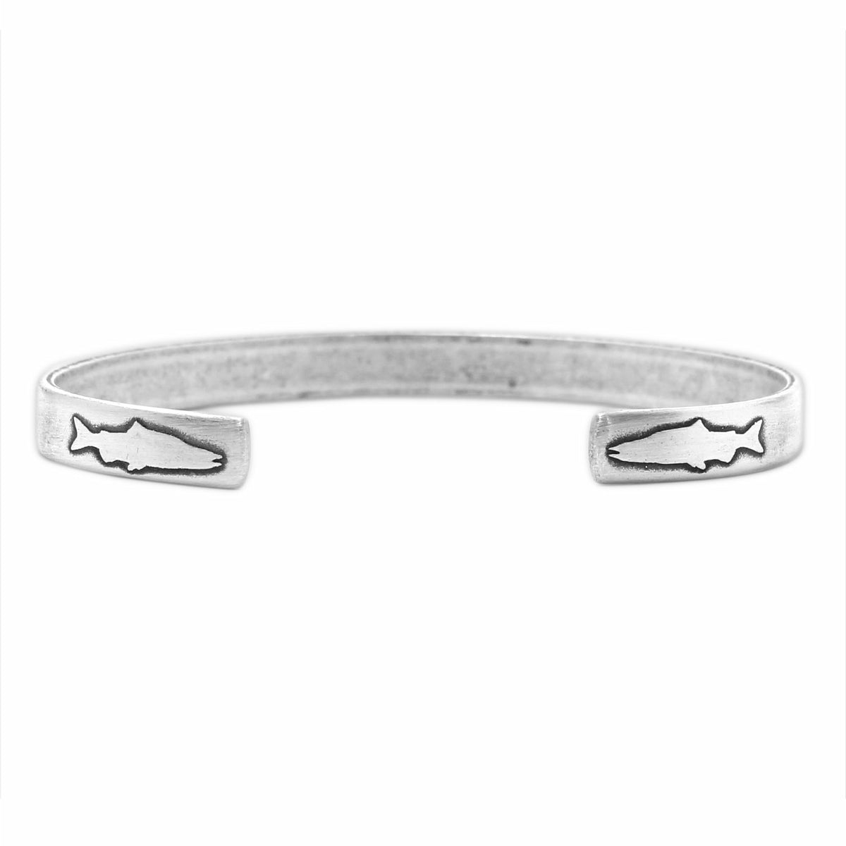 Skinny Fish Cuff Bracelet, Matte Silver / Womens / Single, daphne lorna