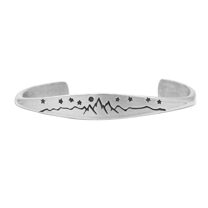 High Alpine Cuff Bracelet, Matte Silver, daphne lorna