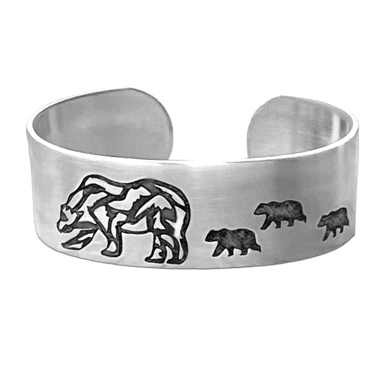 Rocky and Cubs Cuff Bracelet, Matte Silver, daphne lorna