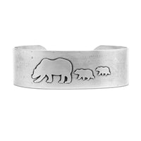 Mama and Cubs Cuff Bracelet, Matte Silver, daphne lorna