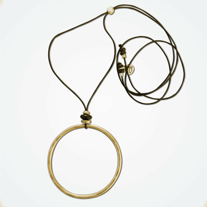 Hula Necklace, Antique Brass / Cord, daphne lorna