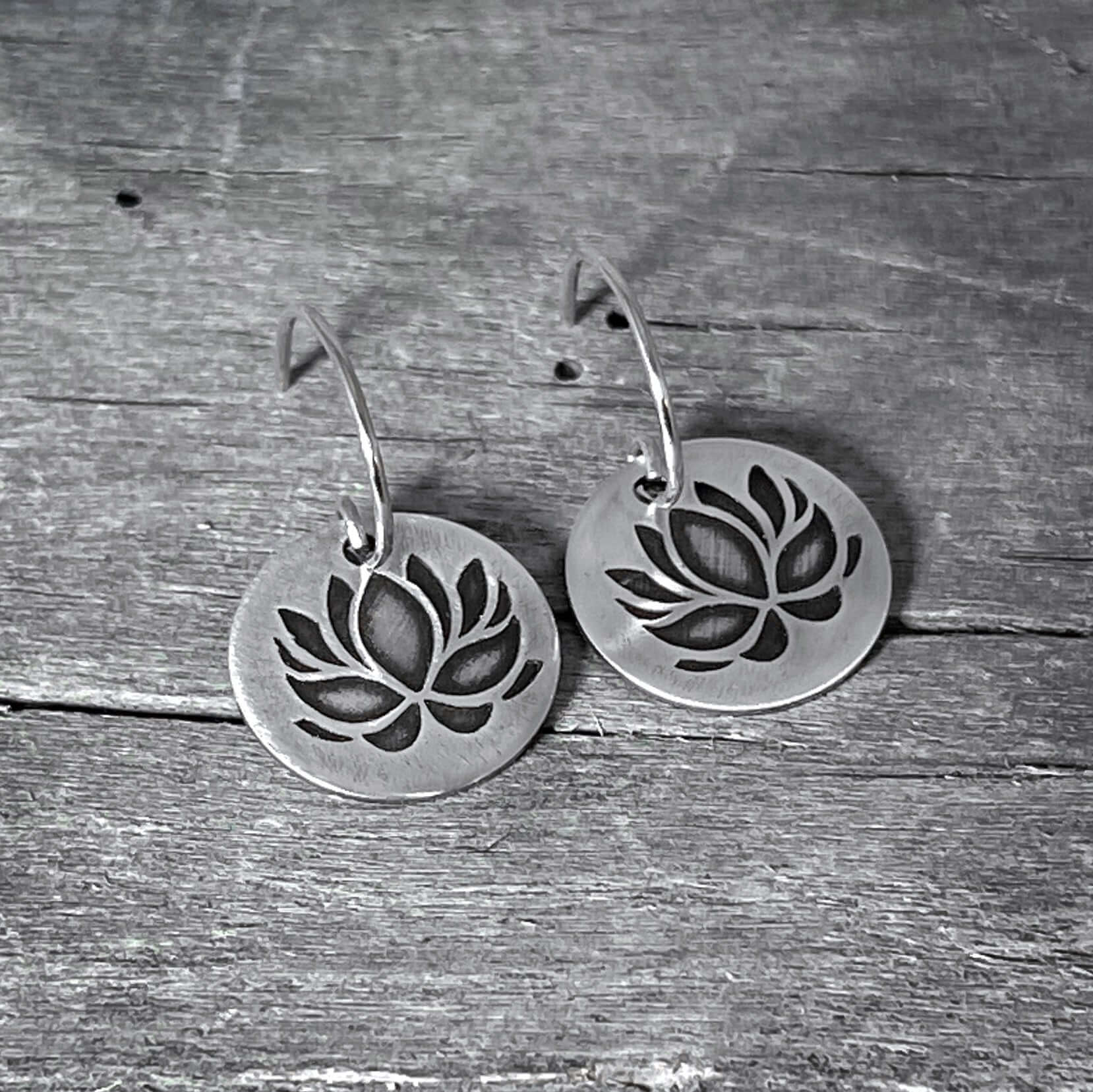 Sterling silver lotus flower stud earrings, lotus flower earrings, lotus earrings, flower earrings, popular nature earrings, nature jewelry, lotus