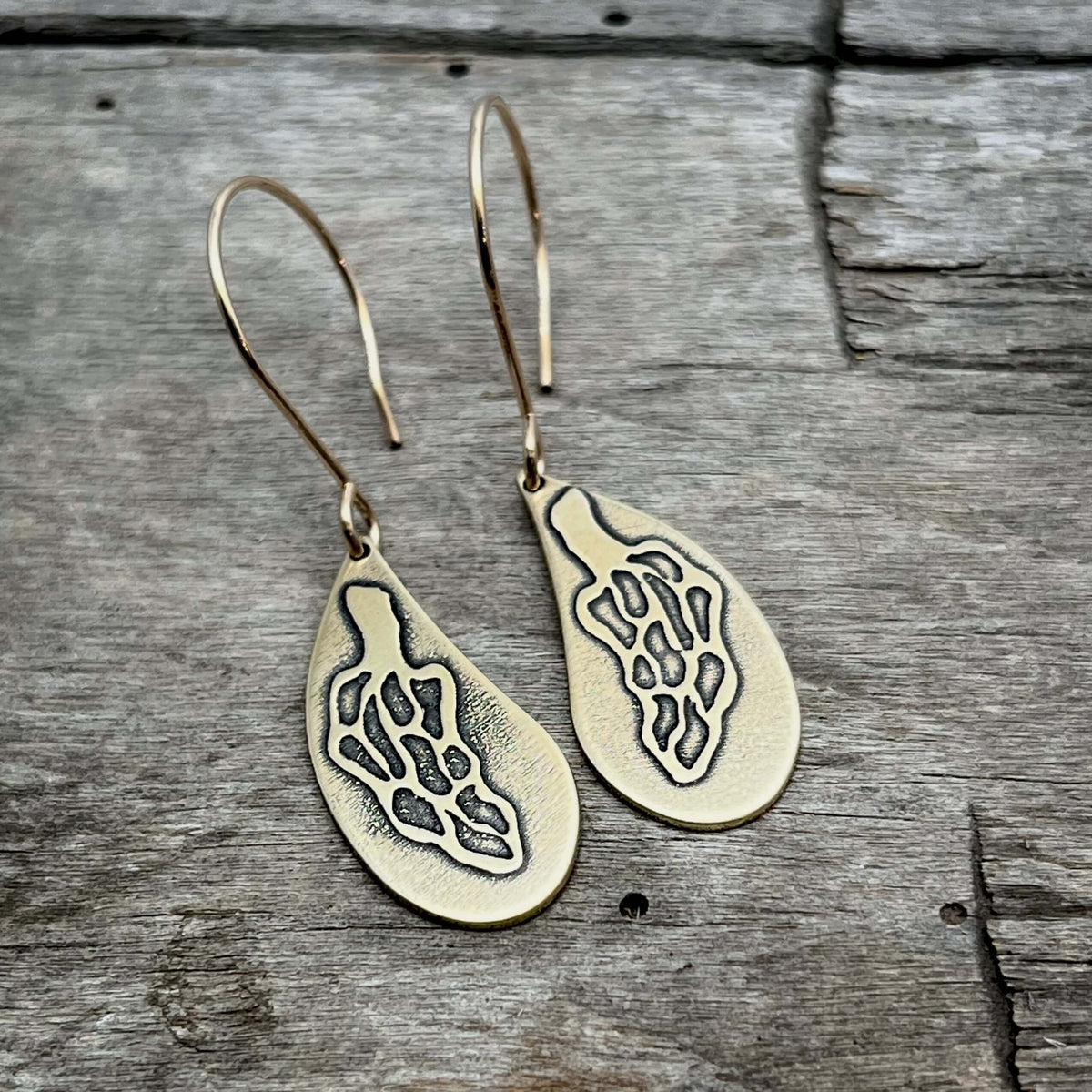 Morels Earrings- Mushroom drop earrings silver or gold