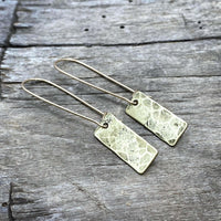 Rubble Rectangles Earrings, Antique Brass, daphne lorna