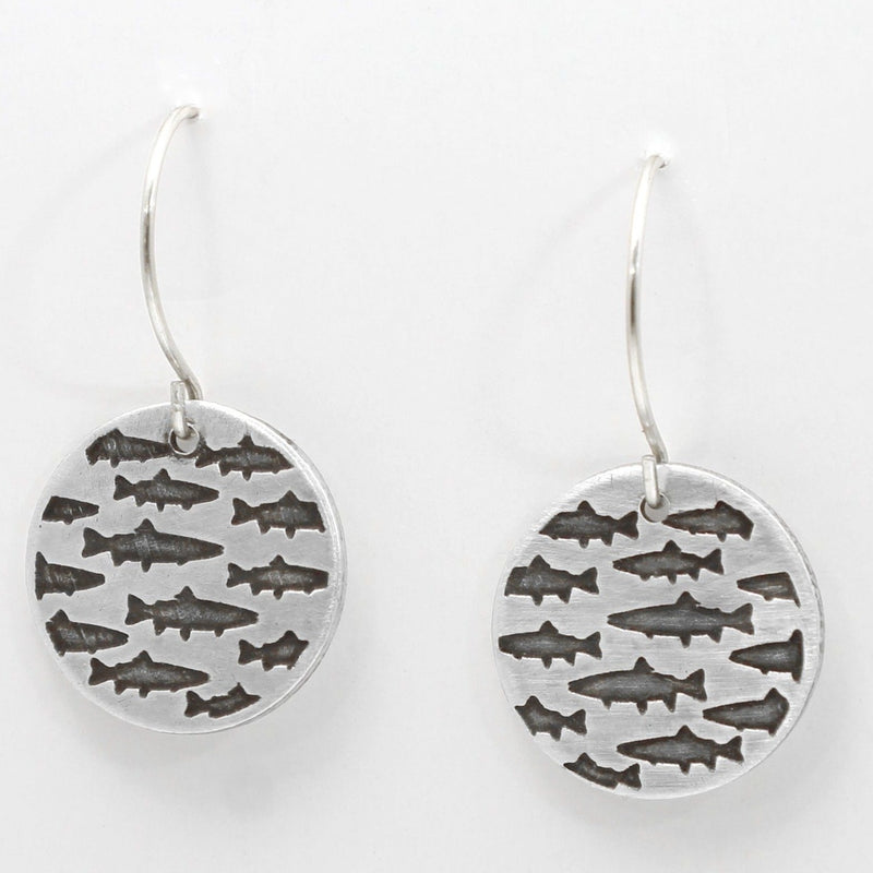 School of Fish Earrings, Matte Silver, daphne lorna