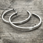 Simple Medium Hoop Earrings, Matte Silver, daphne lorna