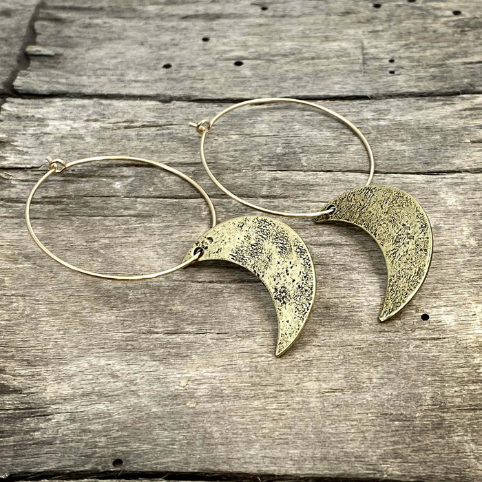 Crescent Moon Hoop Earrings, [variant_title], daphne lorna