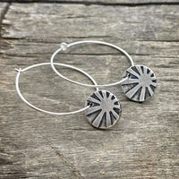 Mini Rays Hoop Earrings, Matte Silver, daphne lorna