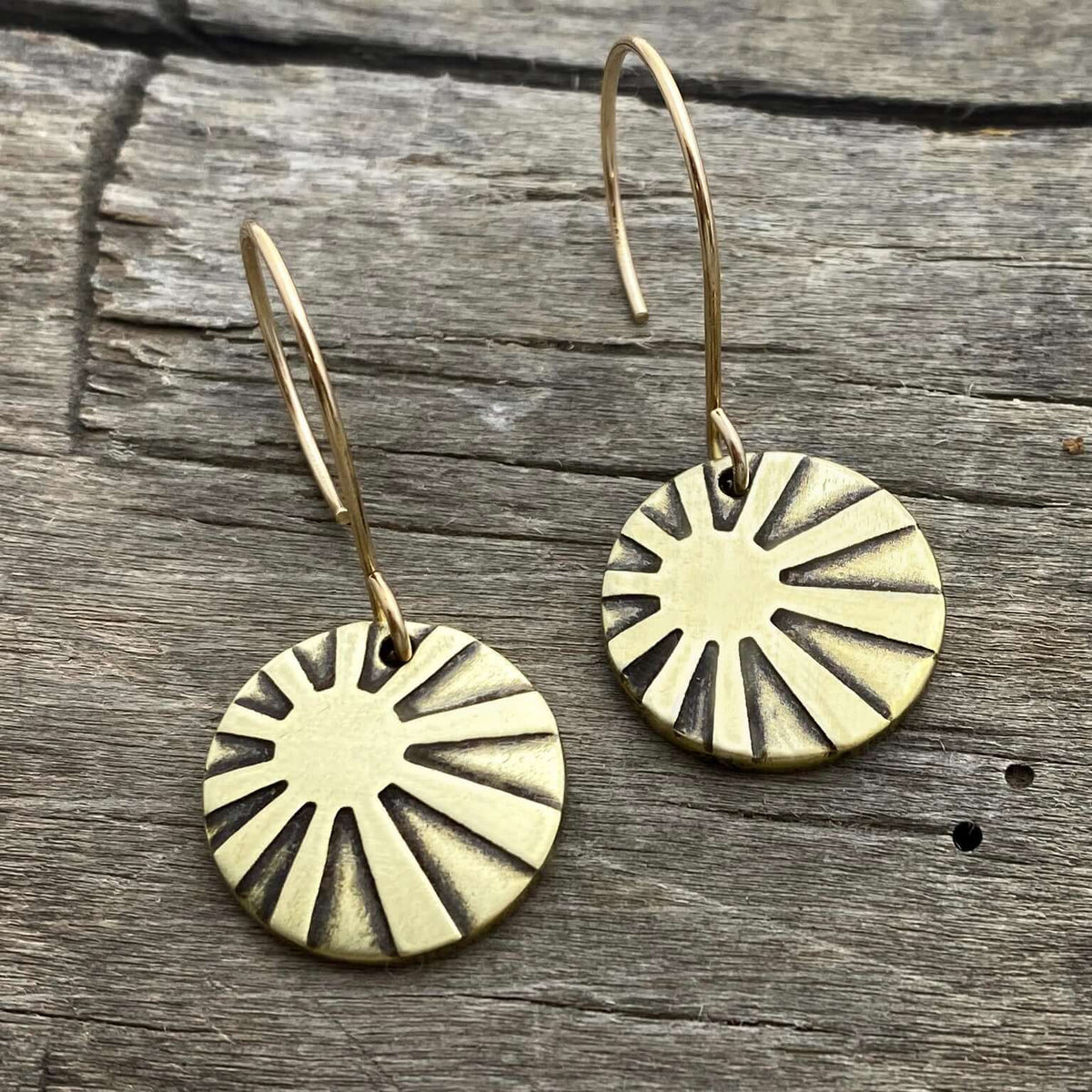 Sunrays Earrings, Antique Brass, daphne lorna