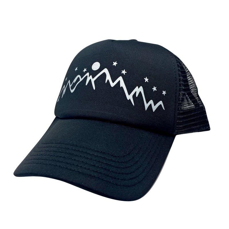 High Alpine Trucker Hat, Black, daphne lorna