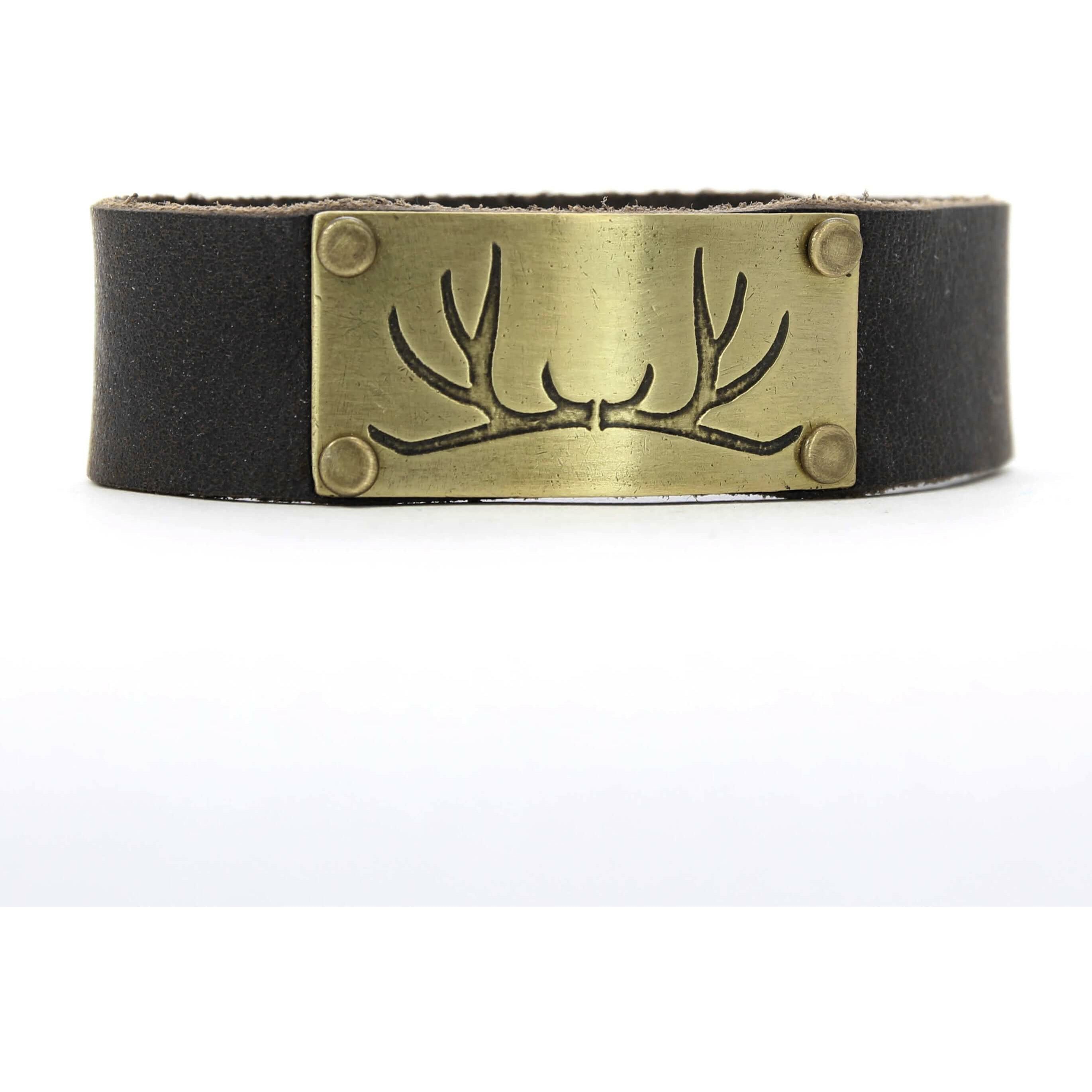 Vintage leather Bracelet with bold buckle, Statement cuff outlets bracelet