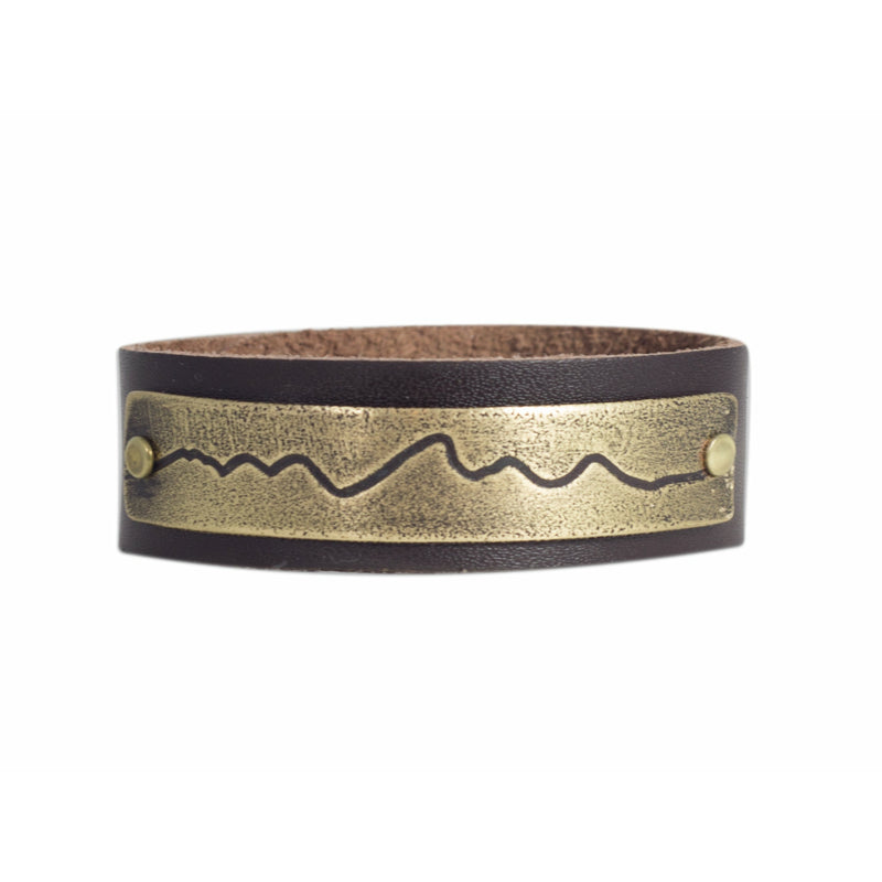 Wide Teton Leather Cuff Bracelet, Espresso / Antique Brass / Women's, daphne lorna