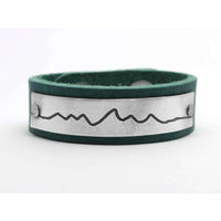 Wide Teton Leather Cuff Bracelet, Creek Water / Matte Silver / Women's, daphne lorna