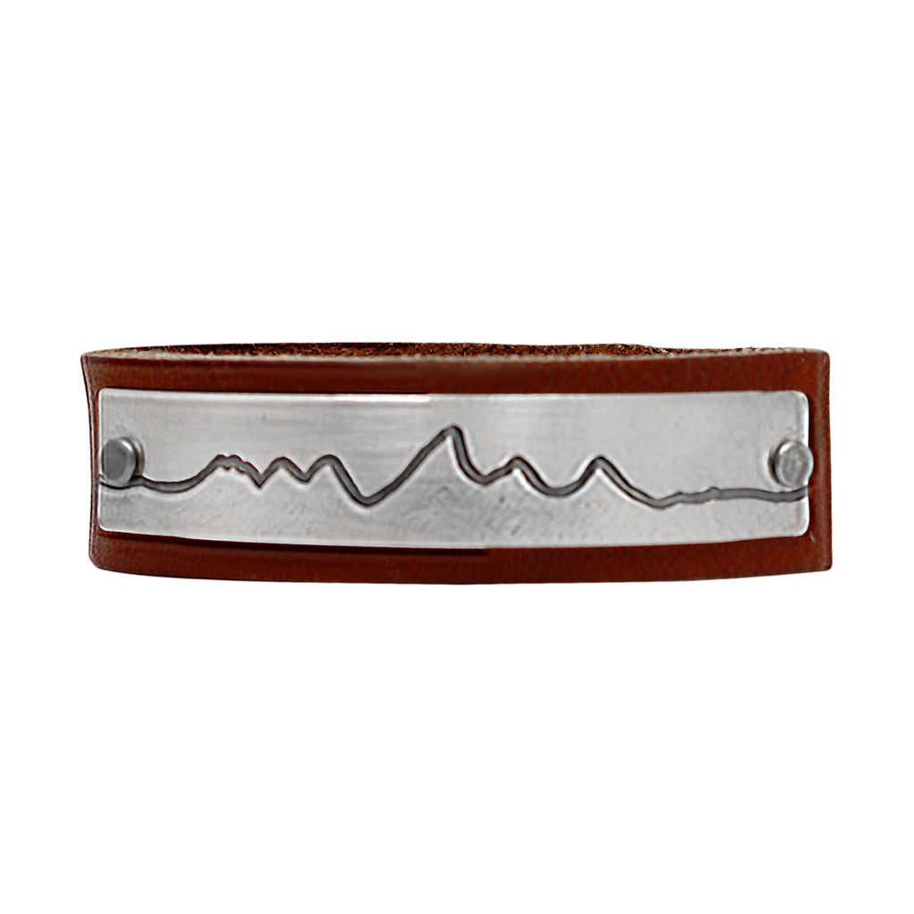 Wide Teton Leather Cuff Bracelet, Espresso / Matte Silver / Women's, daphne lorna
