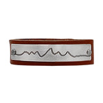 Wide Teton Leather Cuff Bracelet, Montana Whiskey / Matte Silver / Women's, daphne lorna