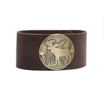 Moose in the Grass Leather Cuff Bracelet