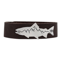 Mountain Trout Leather Cuff Bracelet, Espresso / Matte Silver / Women's, daphne lorna