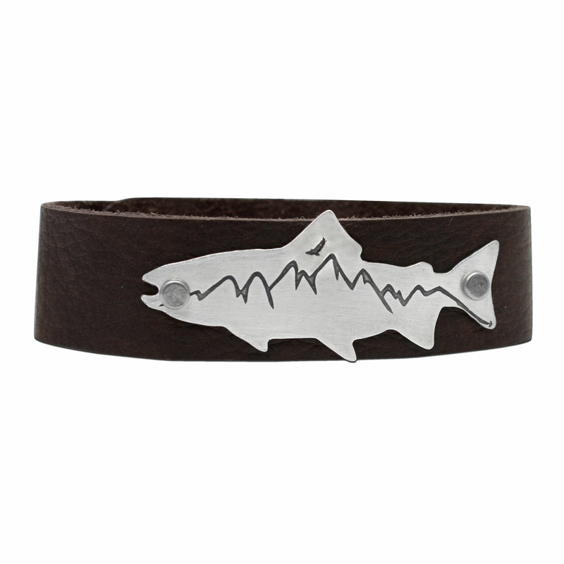 Mountain Trout Leather Cuff Bracelet, [variant_title], daphne lorna