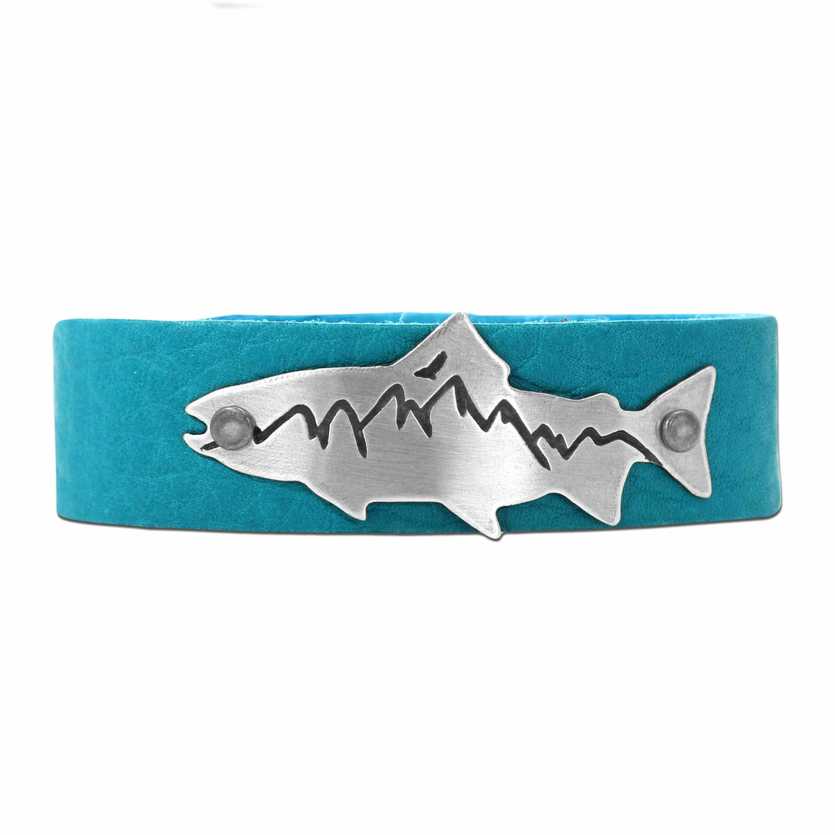 Mountain Trout Leather Cuff Bracelet