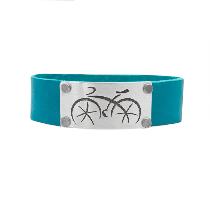 Ride, our Bicycle Leather Cuff Bracelet- for men and women