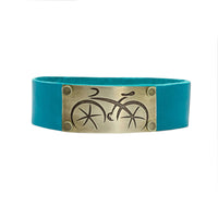 Ride, our Bicycle Leather Cuff Bracelet- for men and women