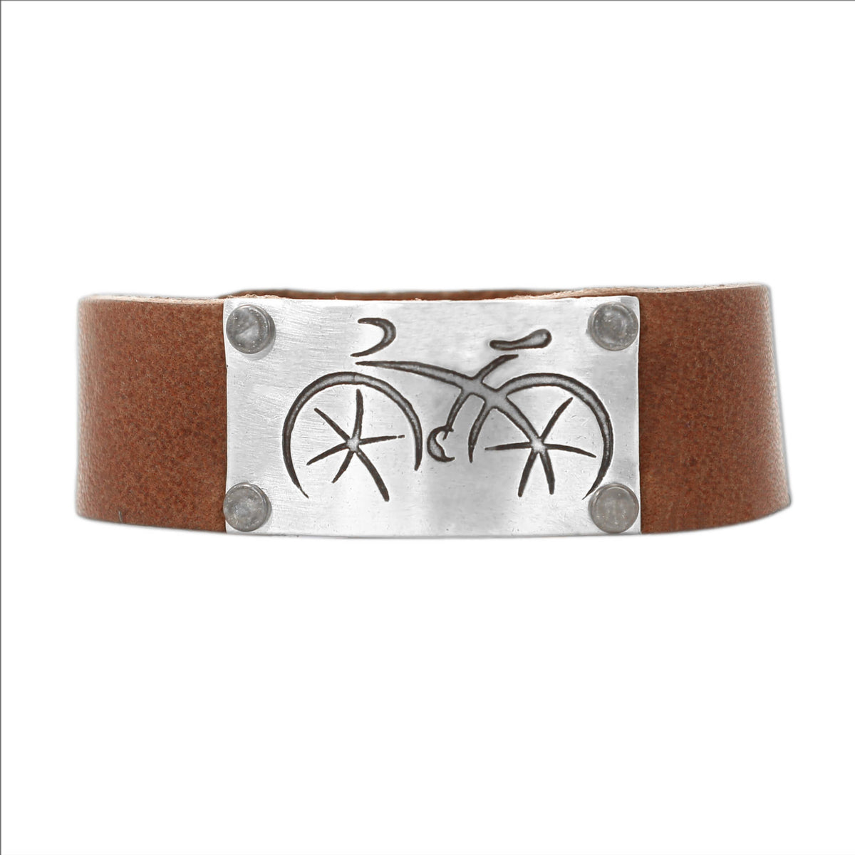 Ride, our Bicycle Leather Cuff Bracelet- for men and women