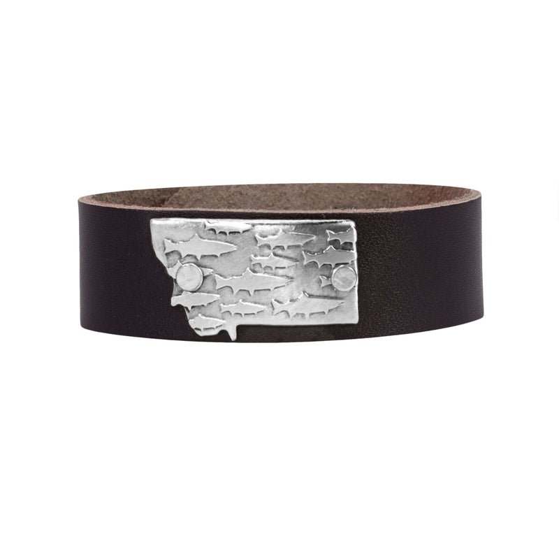 Fishing in Montana Leather Cuff Bracelet