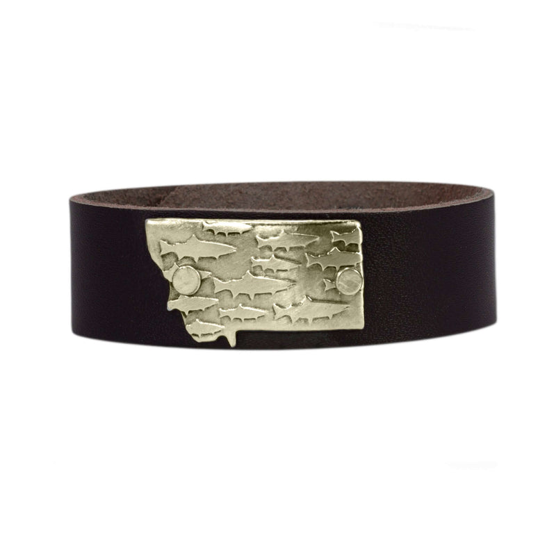 Fishing in Montana Leather Cuff Bracelet