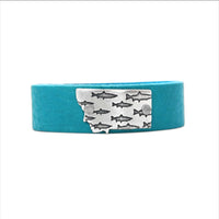 Fishing in Montana Leather Cuff Bracelet