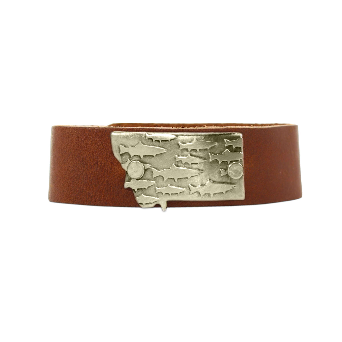 Fishing in Montana Leather Cuff Bracelet