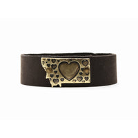 Whole Lotta Love - Montana Leather Cuff Bracelet, Espresso / Matte Silver / Women's, daphne lorna