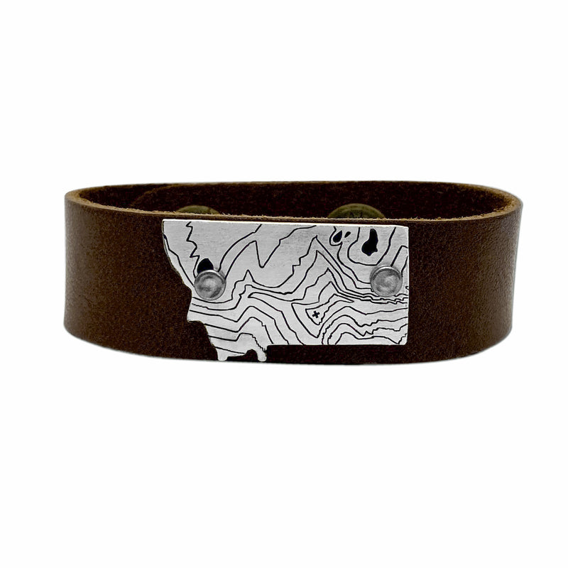 Rising Wolf MT Leather Cuff Bracelet, Espresso / Matte Silver / Women's, daphne lorna