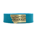 Mama and Cubs in Montana  Leather Cuff Bracelet, Creek Water / Antique Brass / Women's, daphne lorna