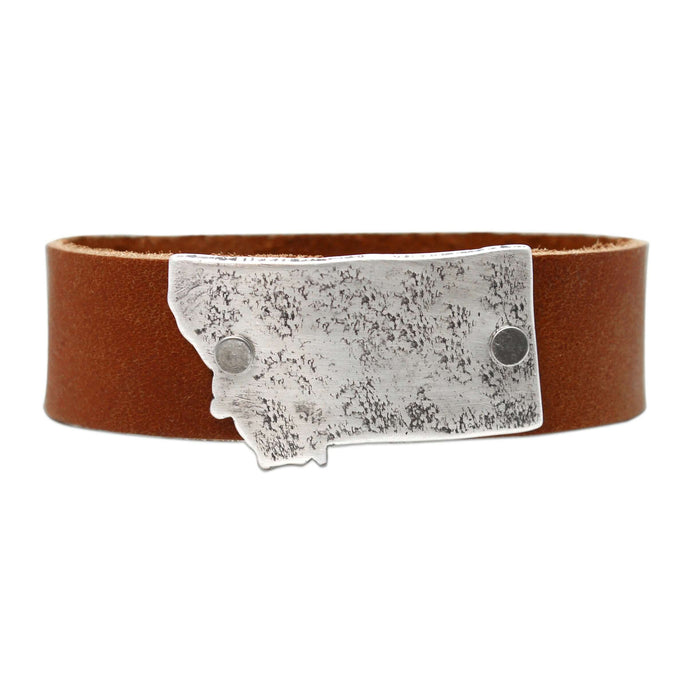 Montana Leather Cuff Bracelet, Montana Whiskey / Silver / Women's, daphne lorna