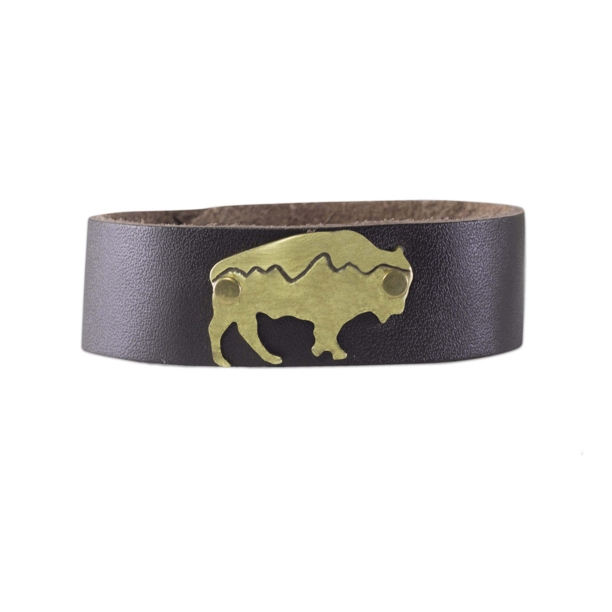 Mountains on Buff Leather Cuff Bracelet