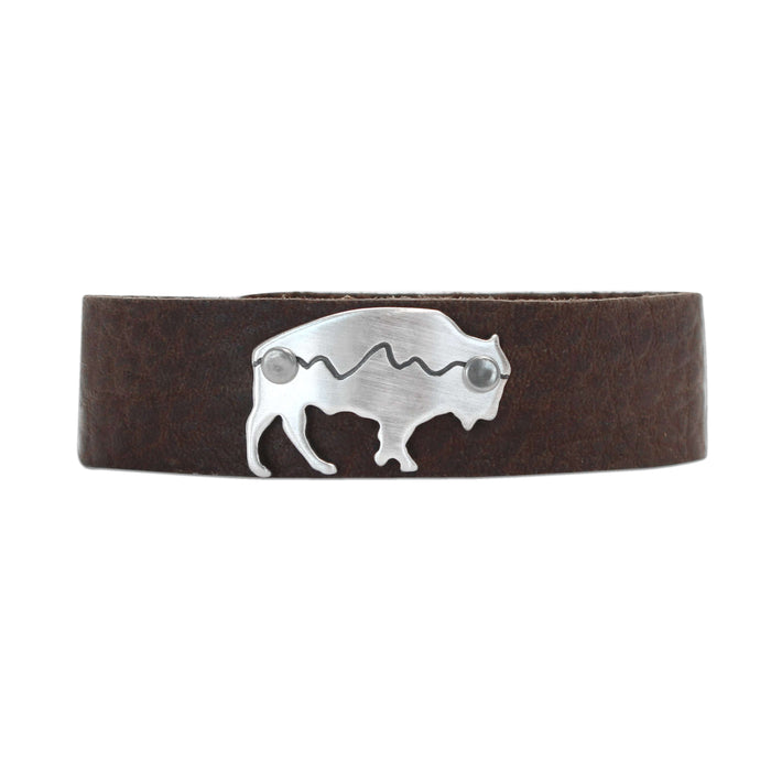 Mountains on Buff Leather Cuff Bracelet, [variant_title], daphne lorna