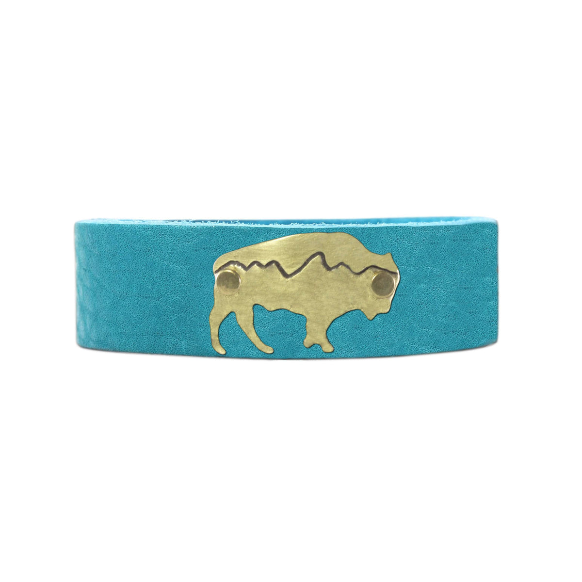 Mountains on Buff Leather Cuff Bracelet