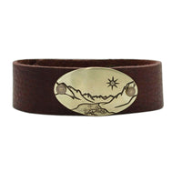 St. Mary Lake in Glacier Leather Cuff, Espresso / Antique Brass / Women's, daphne lorna