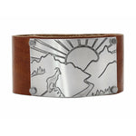 Going to the Sun Road Leather Cuff, Whiskey / Matte Silver / Women's, daphne lorna