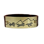Wild Horses Leather Cuff Bracelet, Espresso / Antique Brass / Women's, daphne lorna