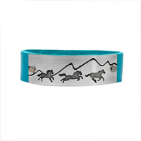 Wild Horses Leather Cuff Bracelet