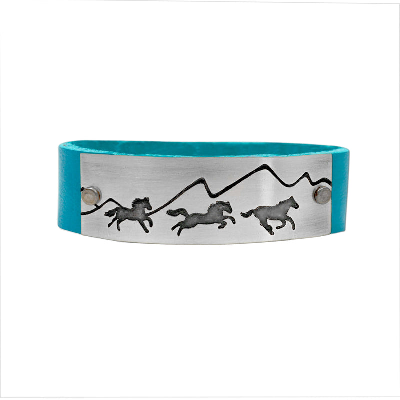 Wild Horses Leather Cuff Bracelet