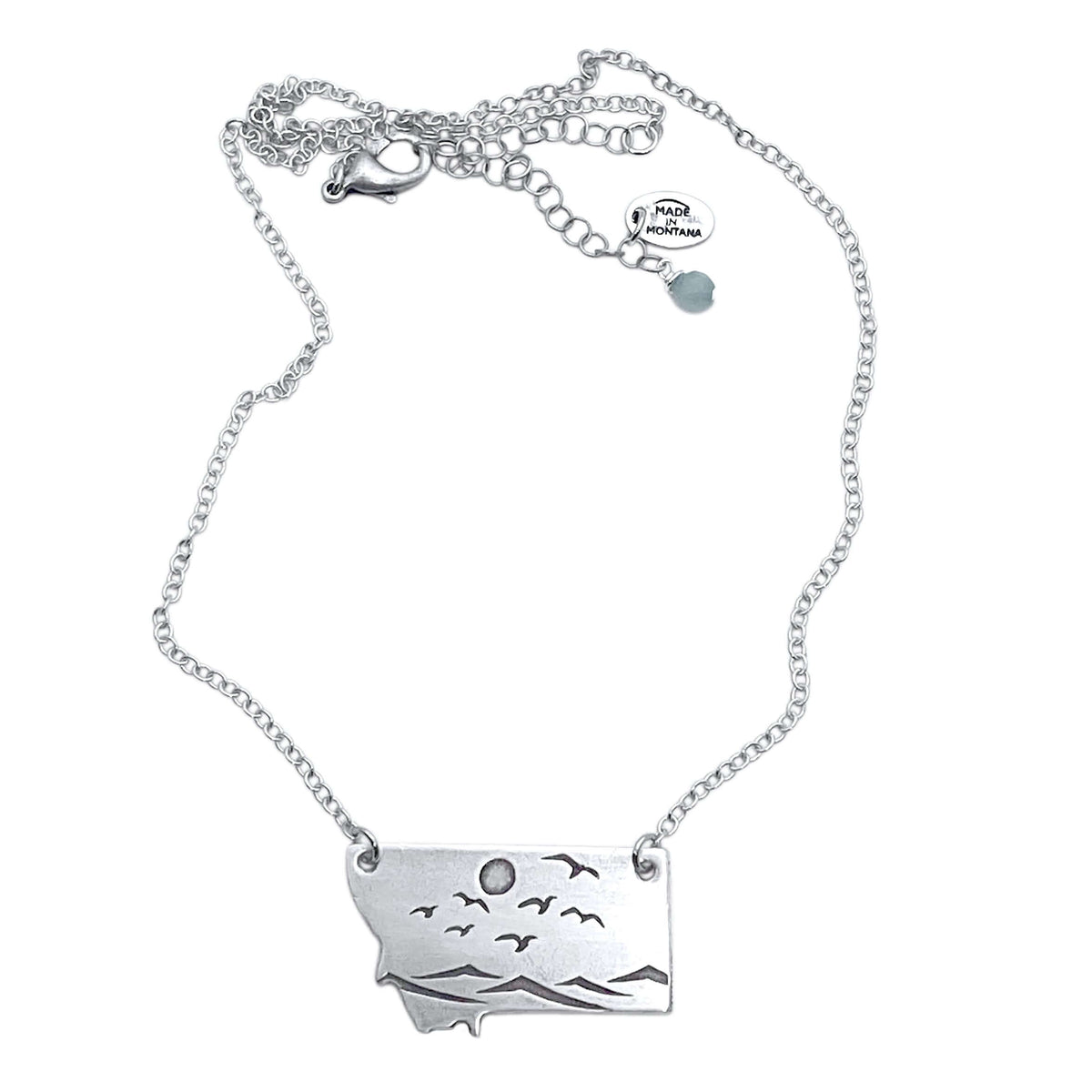 Flyover Montana - Necklace with Mountains birds and sun